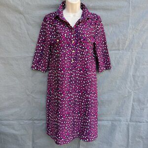 Jude Conally Pink Megan Rosewood Leopard Print Dress Size M 3/4 Sleeve Stretchy